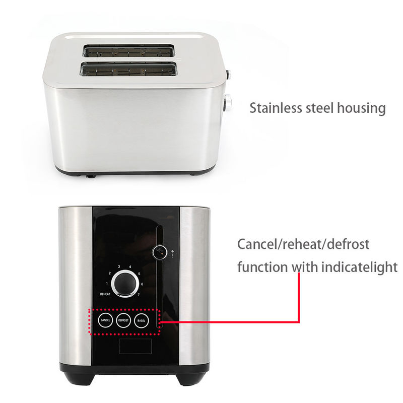 6 keer instellen roestvrij behuizing met annuleren/herwarmen/ontdooien functie met indicatlight 2 Slices Toaster